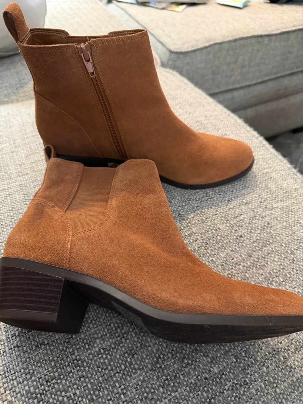 Vionic Roseland Women's Comfortable Supportive Short Suede Boot Toffee Brown 8